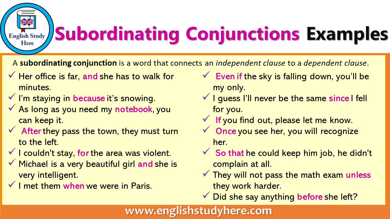Subordinating Conjunctions Examples - English Study Here Subordinating Conjunctions Examples - English Study Here