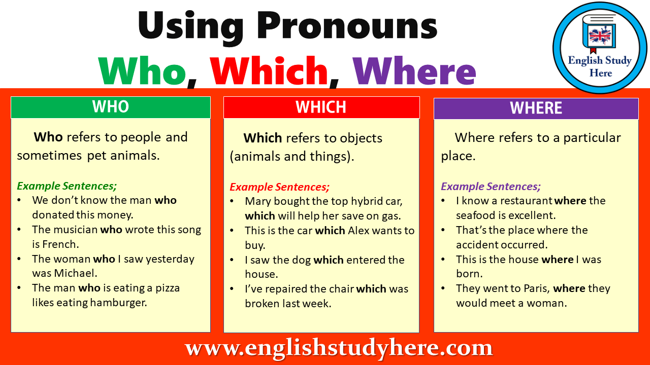 How to use bought in a. Using Pronouns Who, Which, Where - English Study Here