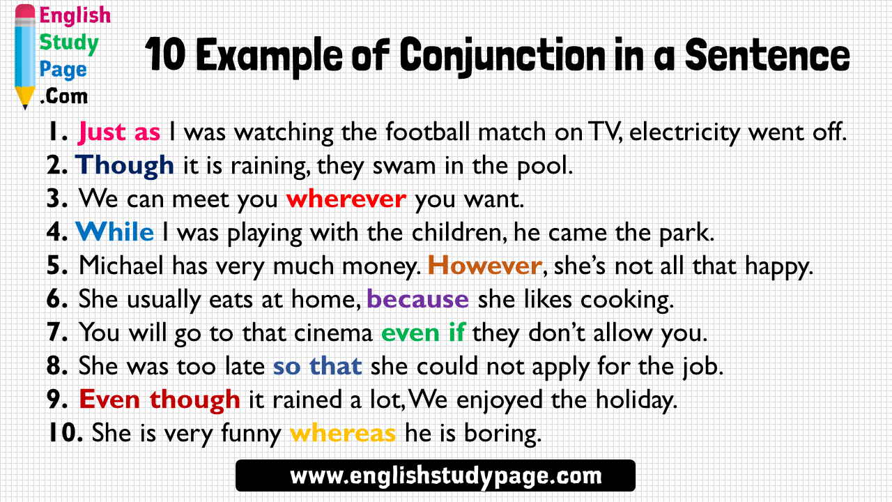 50 Conjunction Sentences In English English Study Here 