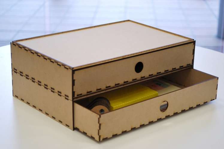 Two Drawer Storage Box custom laser-cut wooden drawer storage by Engravia Mauritius