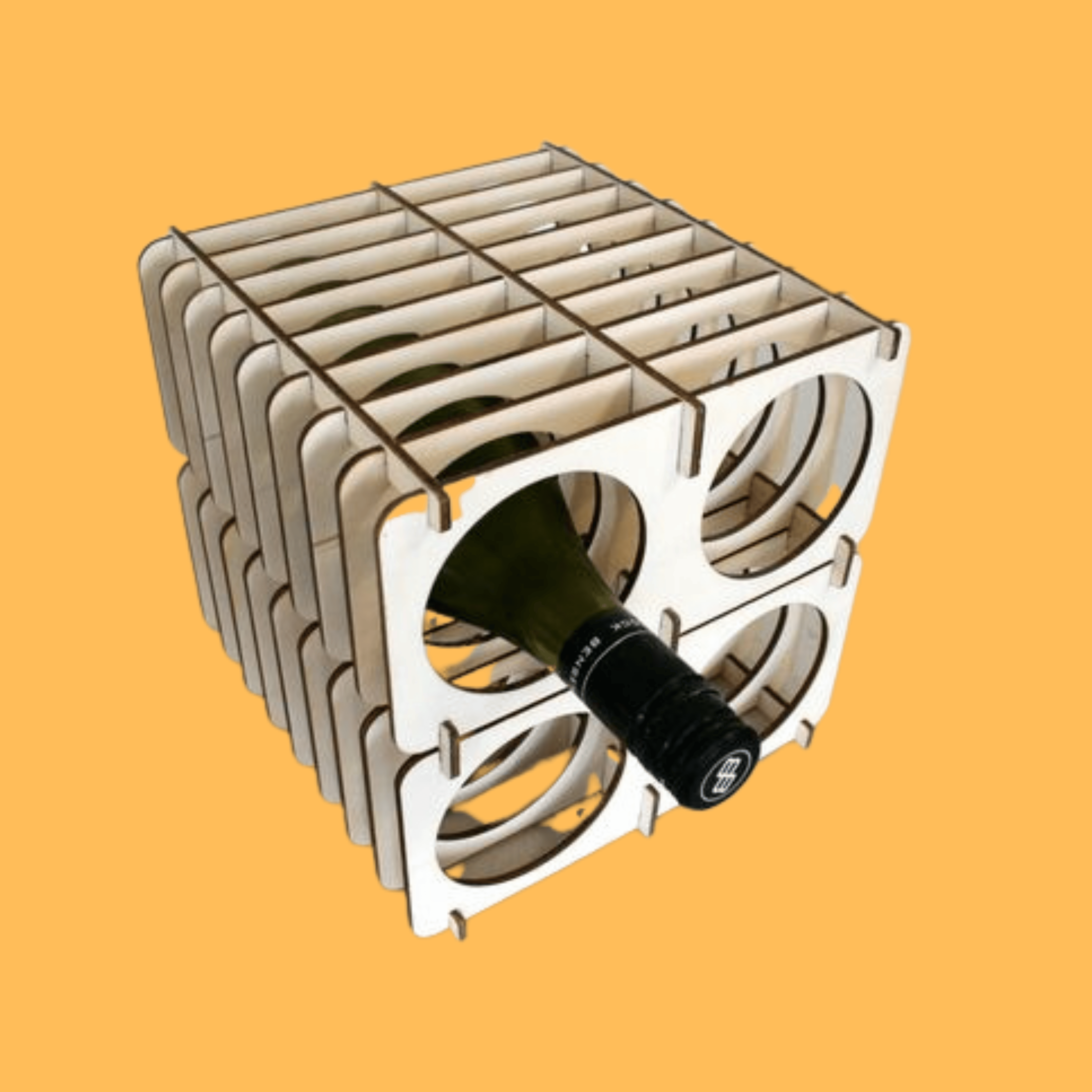 Cube Wine Rack custom laser-cut wooden wine & bar by Engravia Mauritius