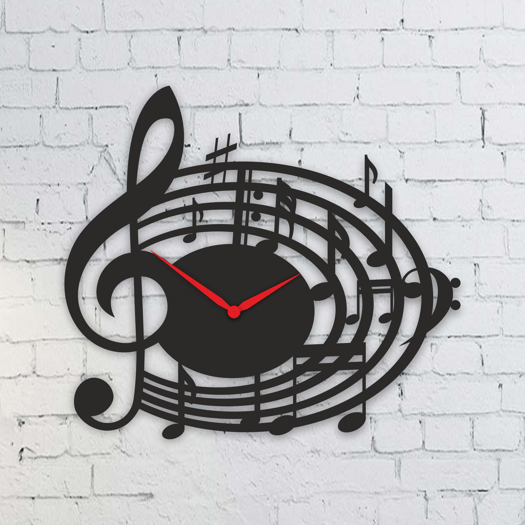 Musical Notes Clock, laser-cut clock design by Engravia Mauritius