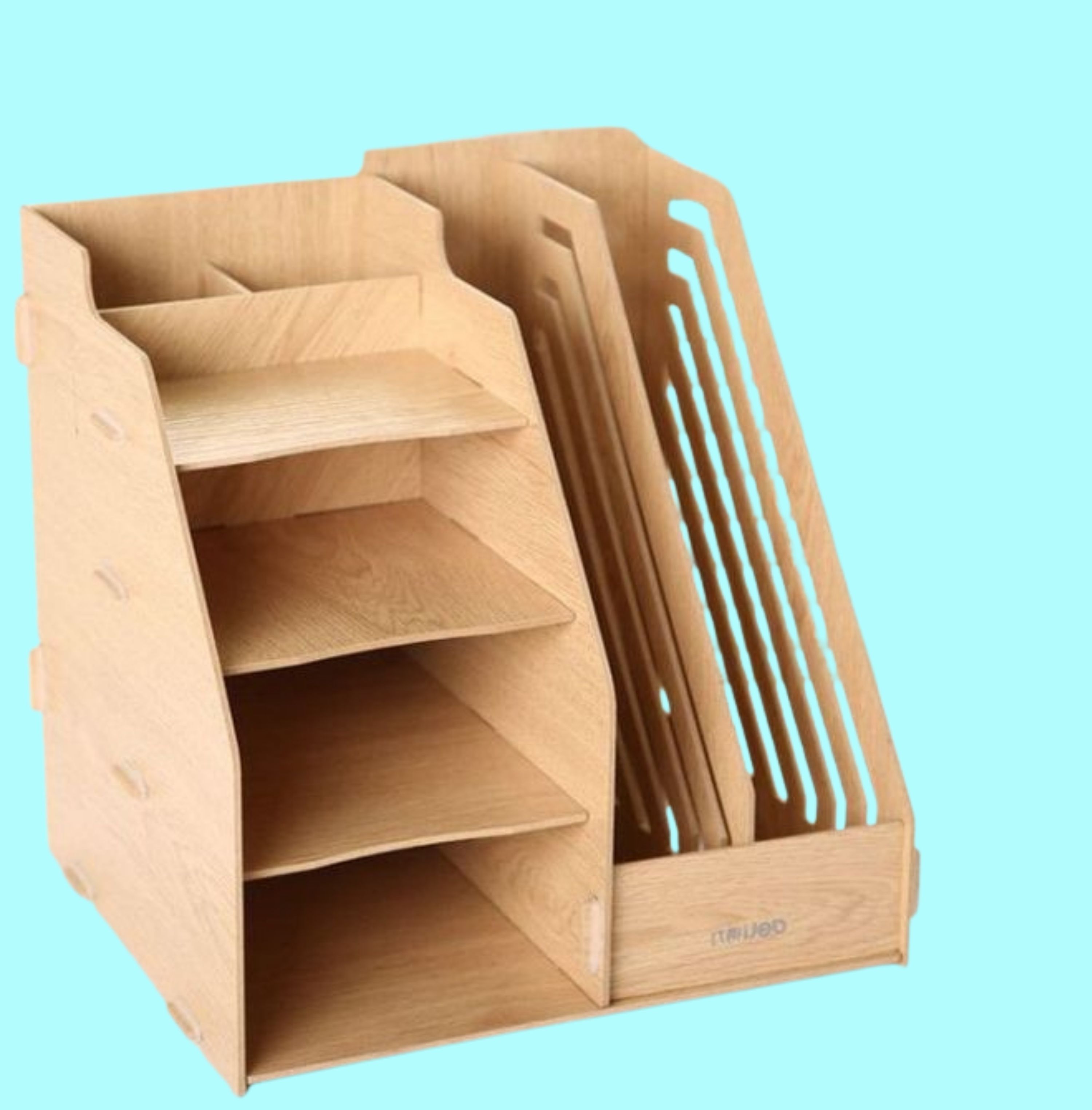 Multi-Slot Workspace Caddy custom laser-cut wooden desk organiser by Engravia Mauritius
