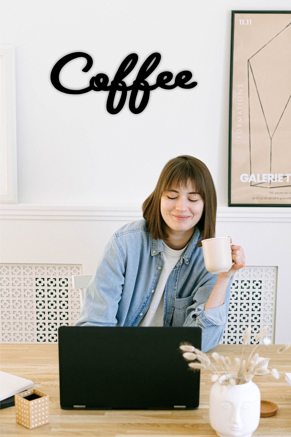 Coffee Script Wall Sign, laser-cut wall décor by Engravia Mauritius