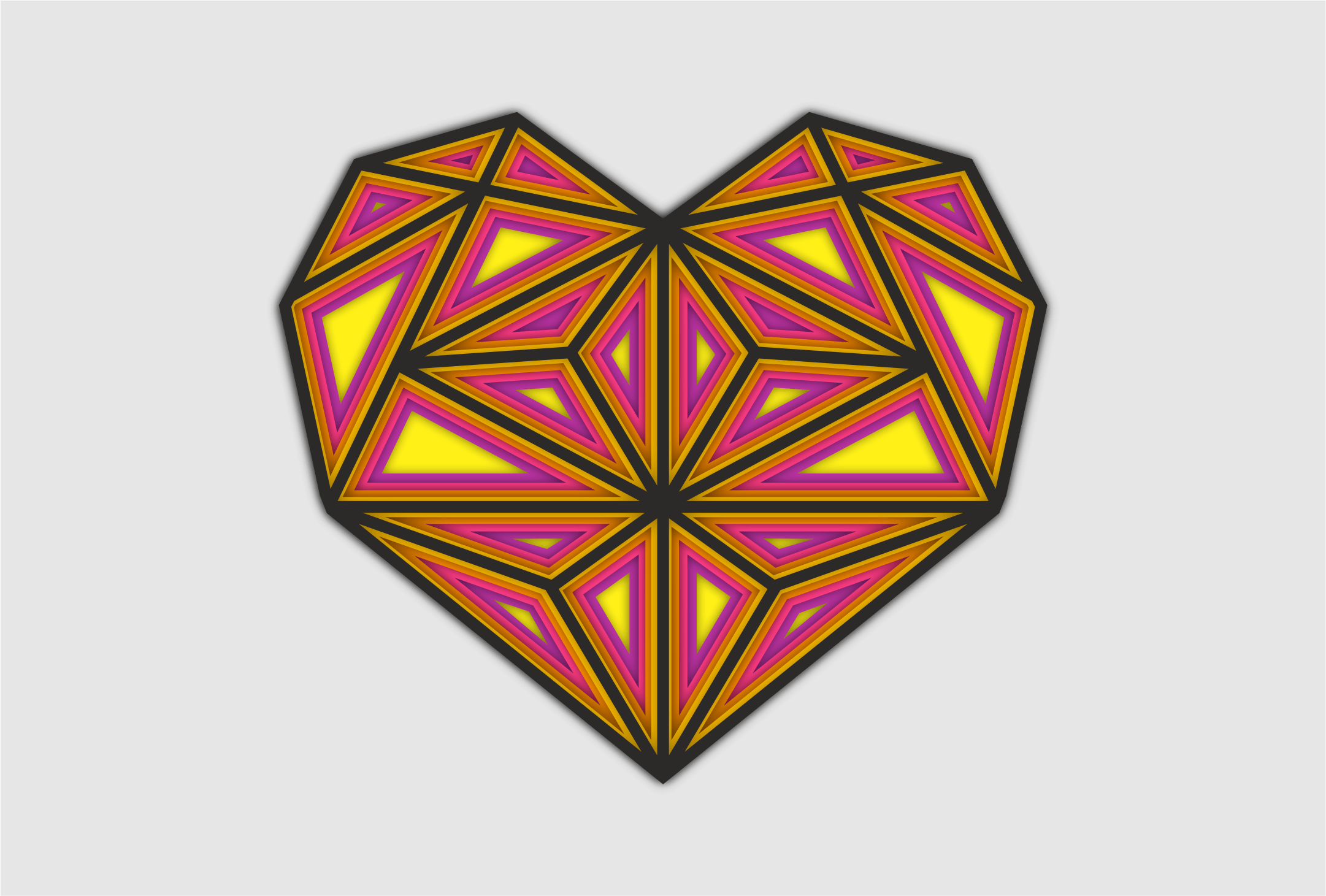 Geometric Heart, laser-cut wall décor by Engravia Mauritius