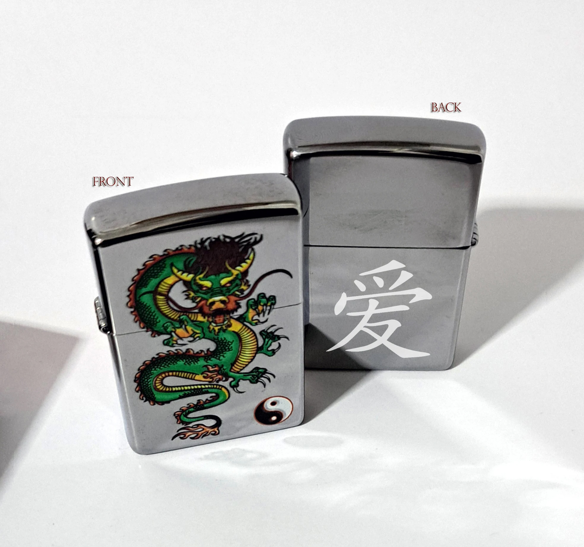 Asian Dragon Yin Yang High Polish Chrome Zippo