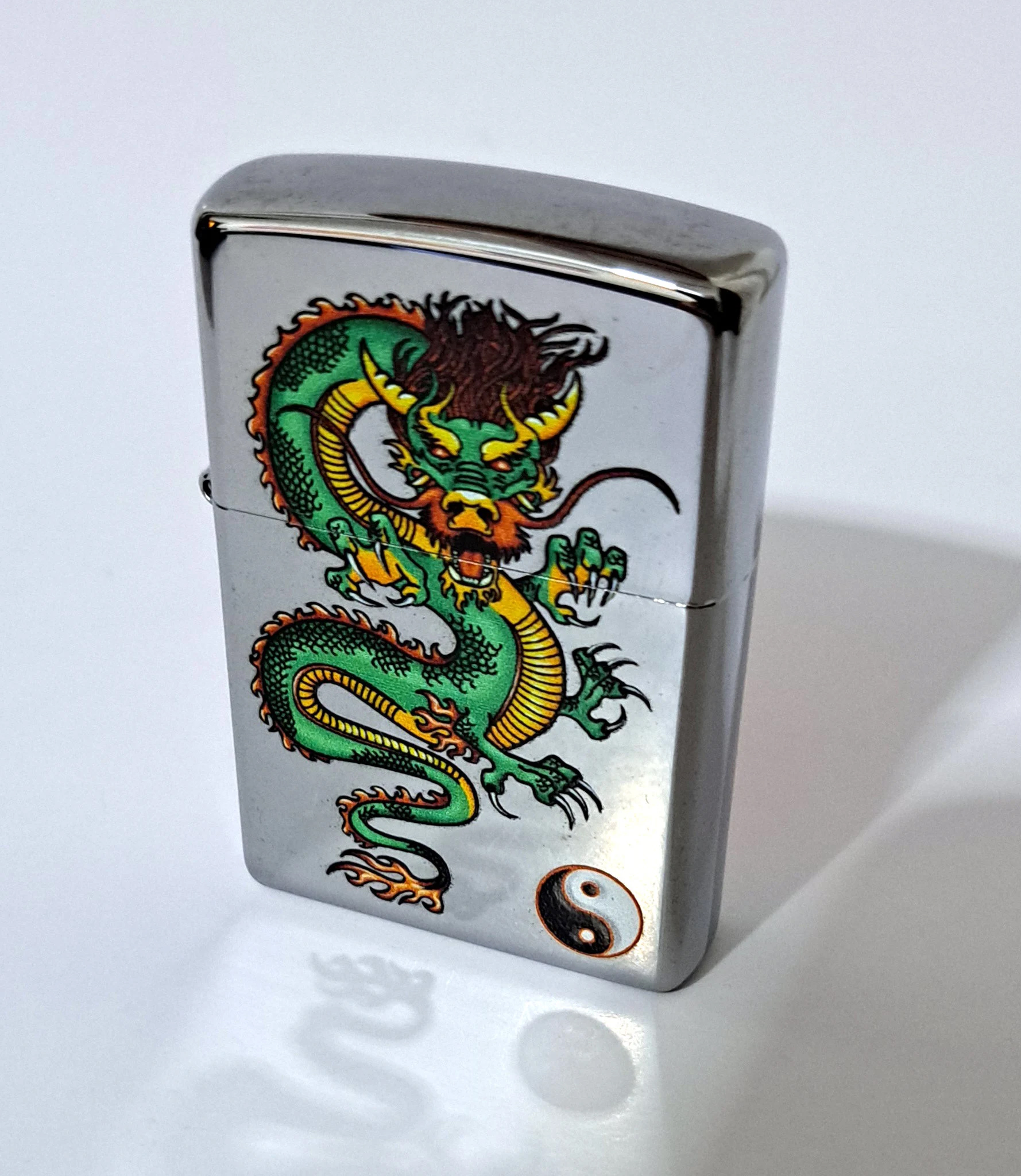 Asian Dragon Yin Yang High Polish Chrome Zippo