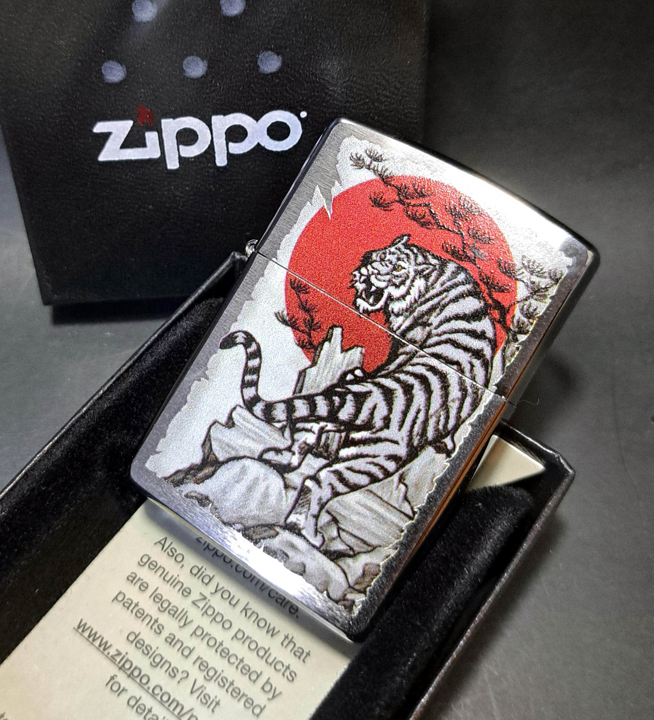 1 Personalized Zippo Windproof Asian Tiger Lighter With Rising Sun