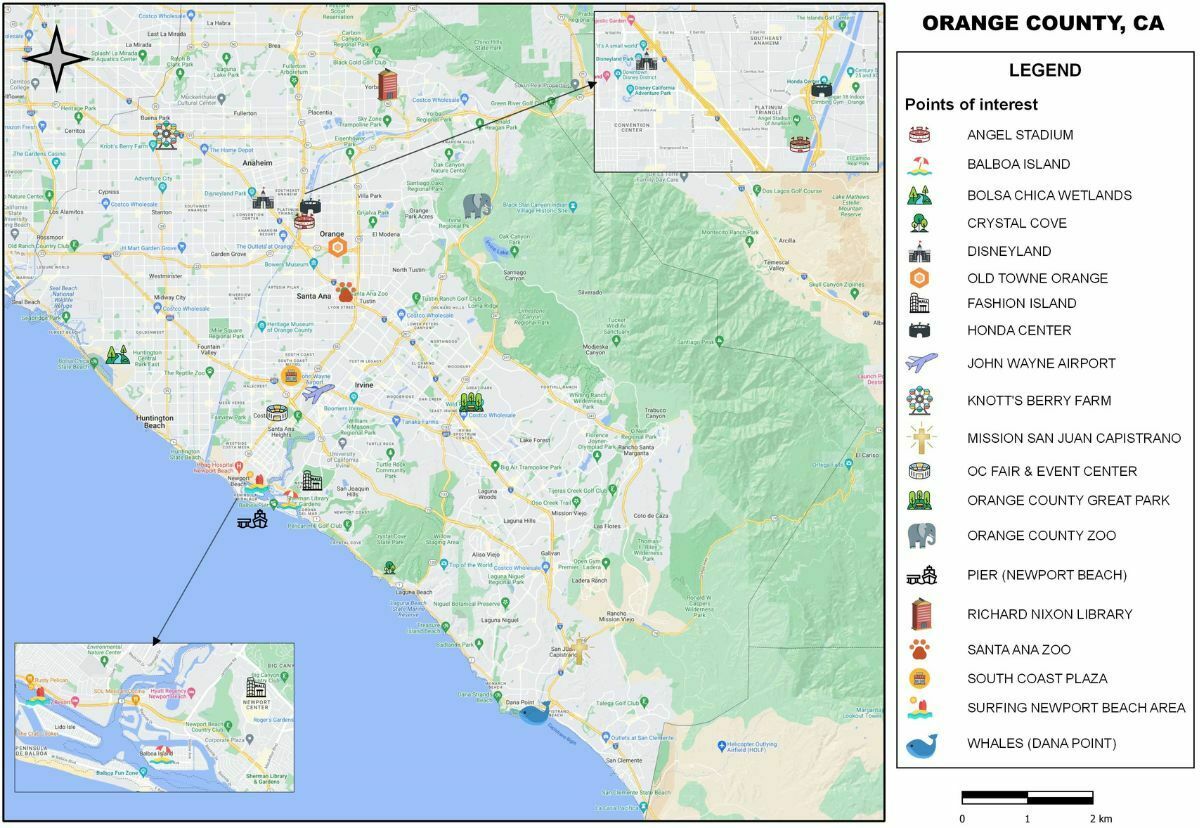 Orange County Ca Map On The Global And Regional Ecological Points Of Interest.