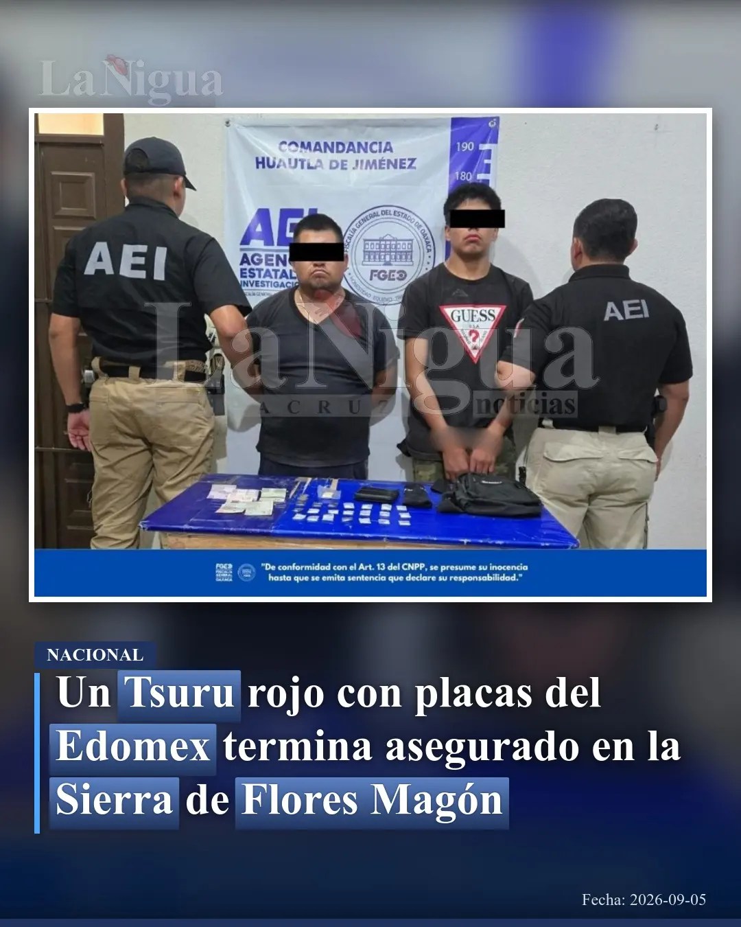 Dos hombres resultan detenidos con auto asegurado en la Sierra de Oaxaca