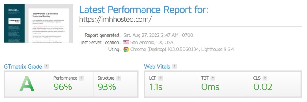 Inmotionhosting speed test
