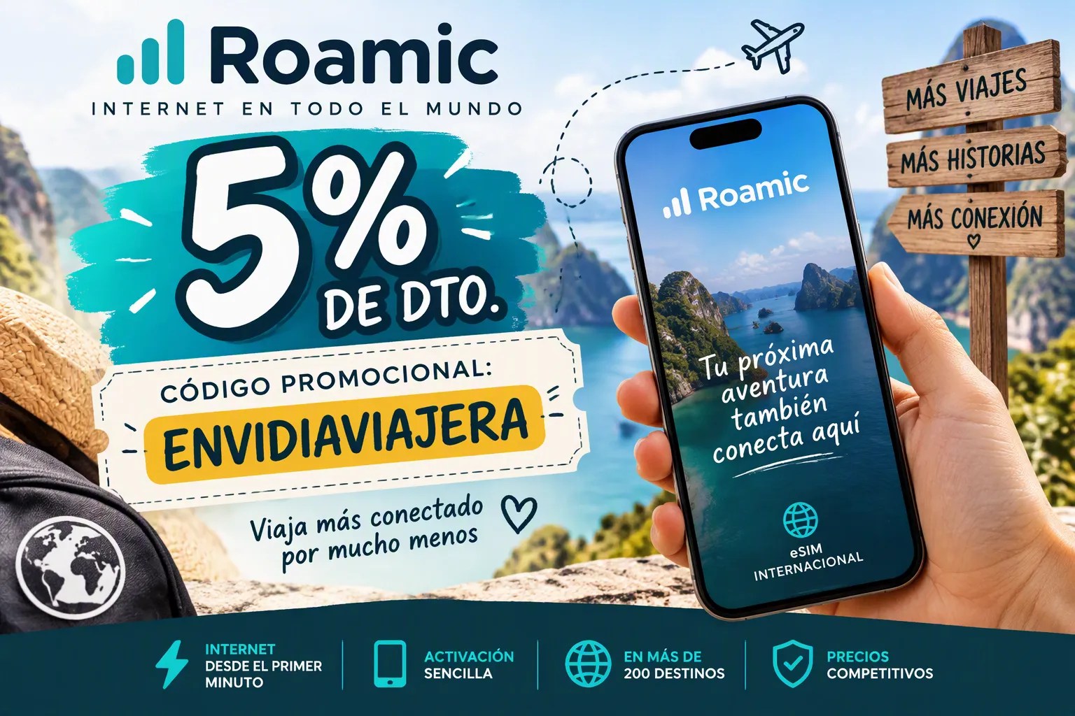 5% de descuento en Roamic con el código ENVIDIAVIAJERA