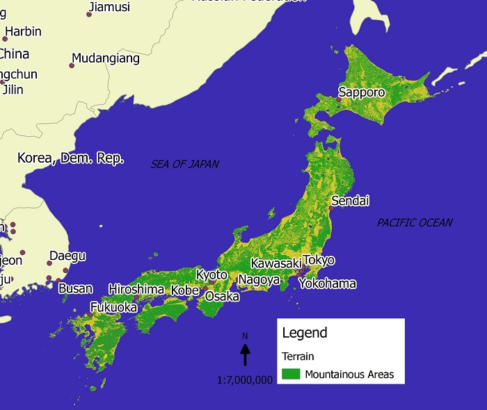 Japan Mountain Ranges Map At Zoe Lovekin Blog Mountainous Area Japan 