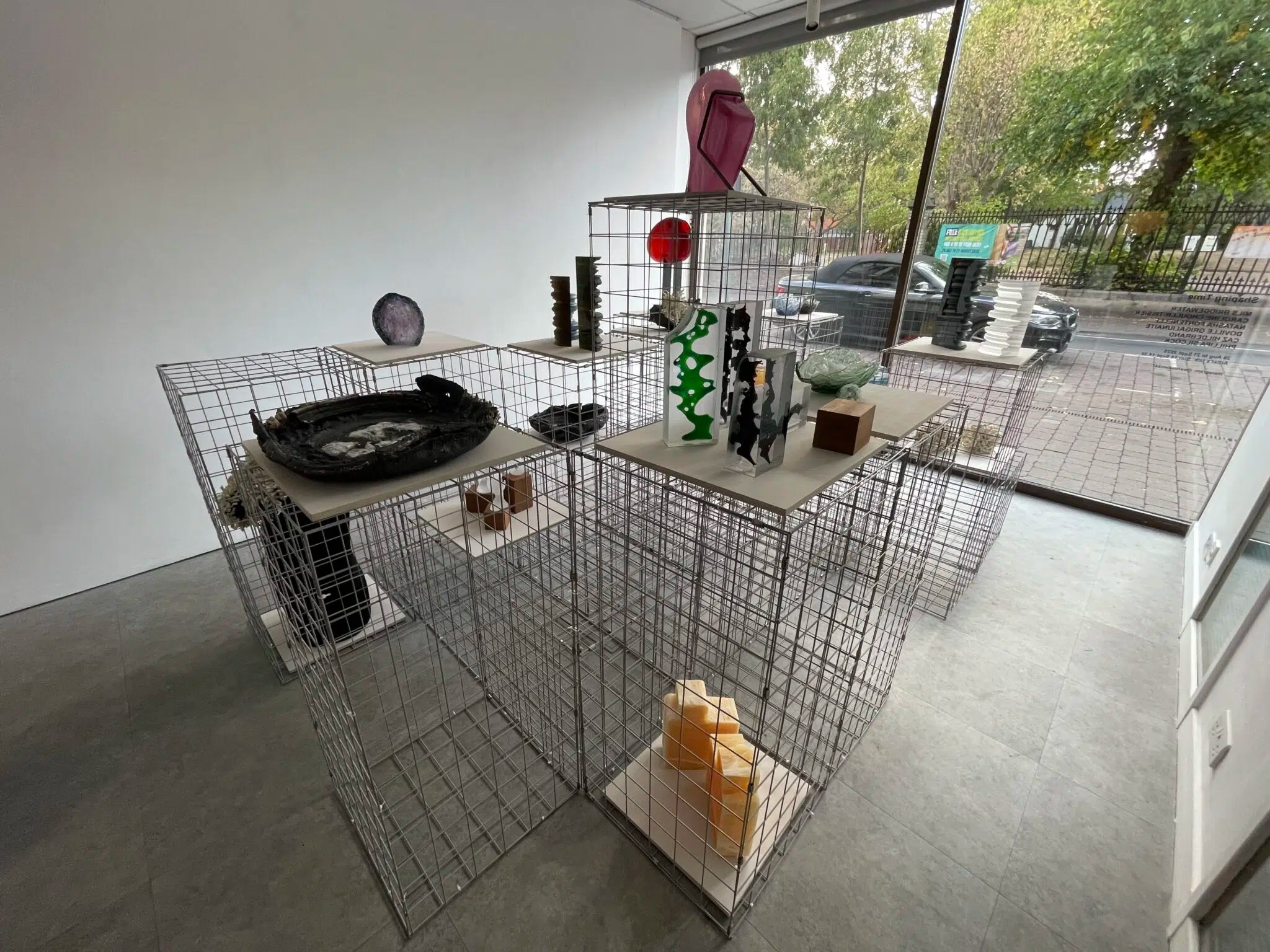 Enviromesh gabions used to create art display