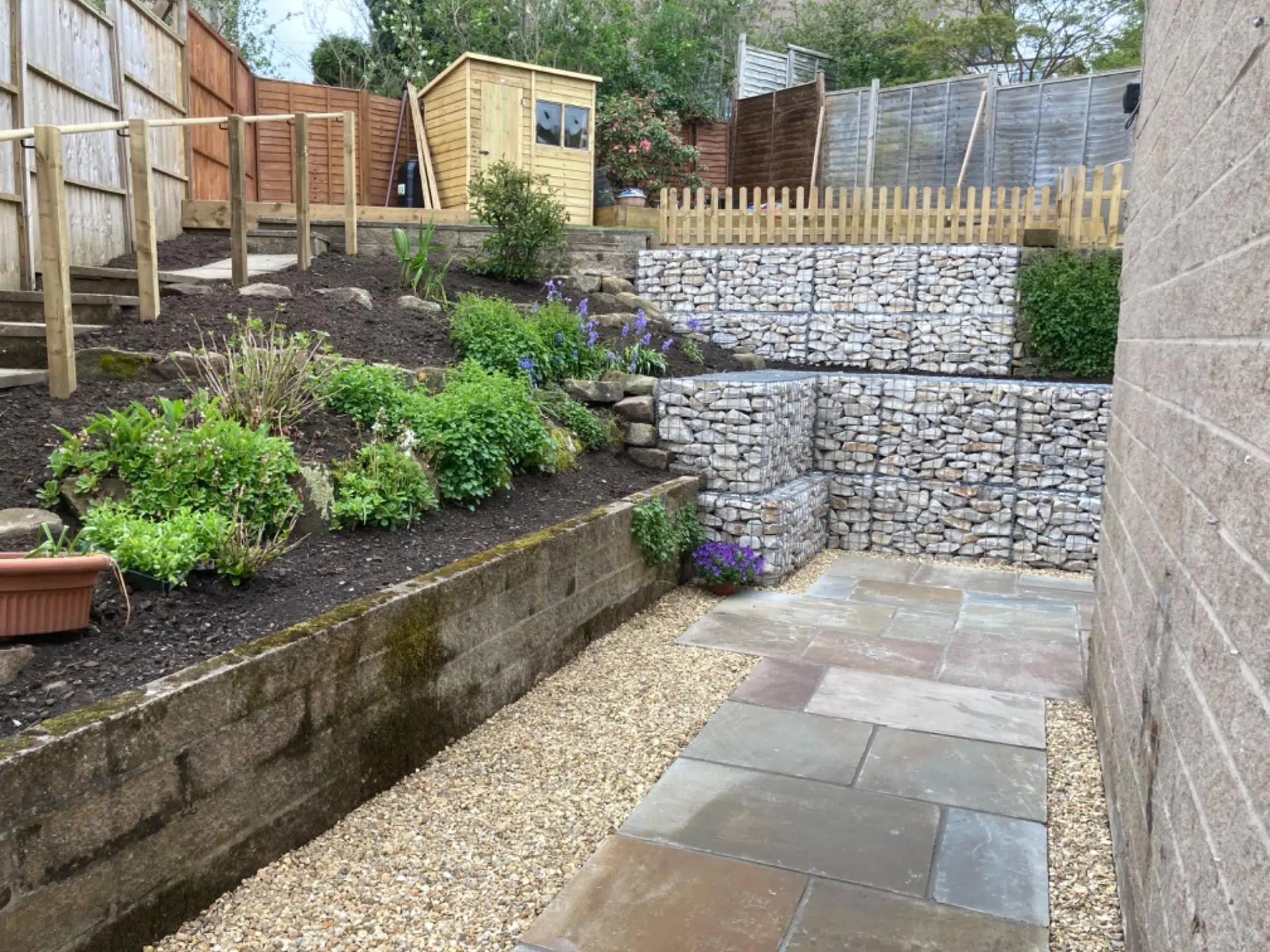 Enviromesh Gabions used to create retaining wall