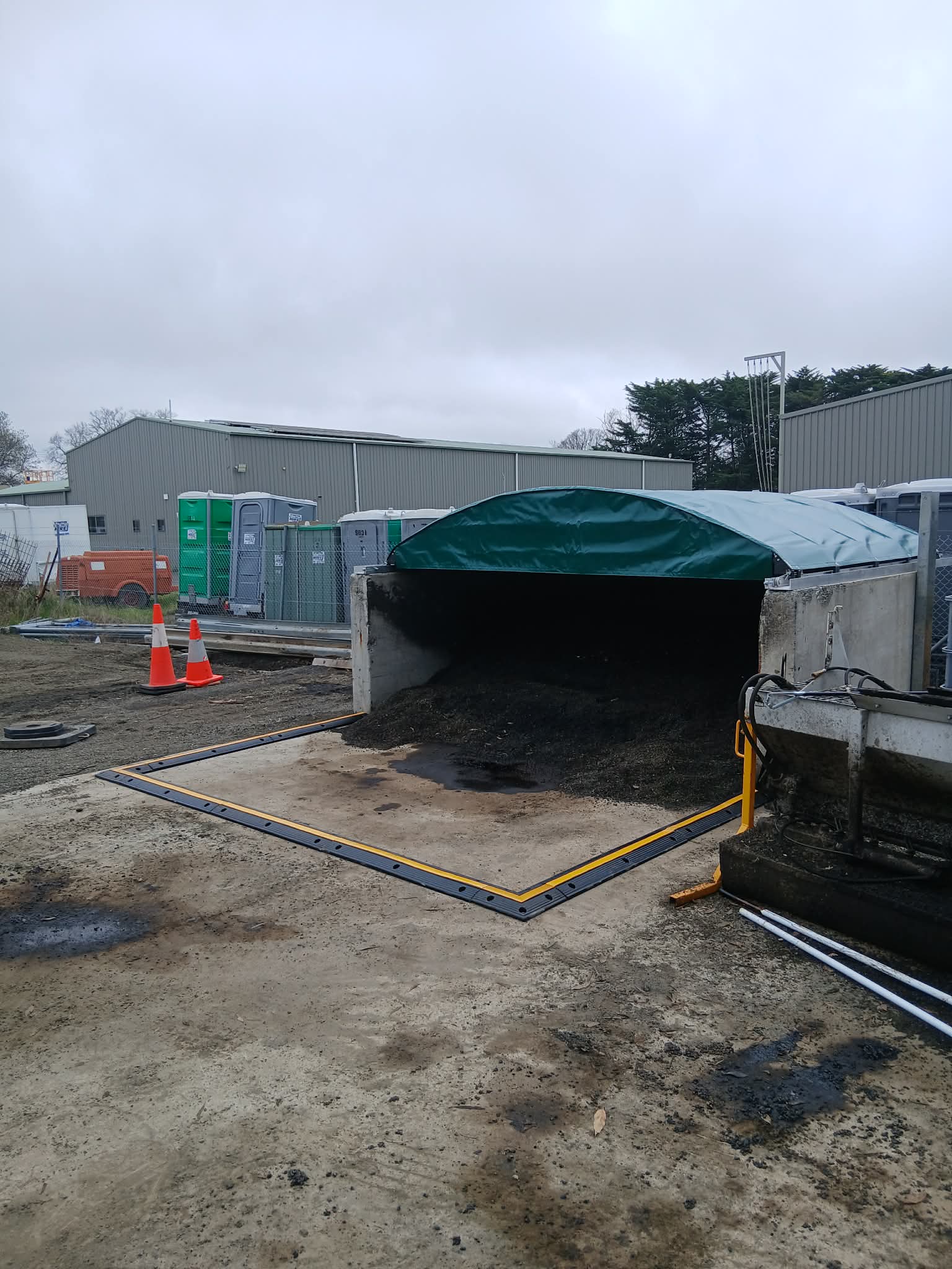 concrete bunker and sliding roof storage