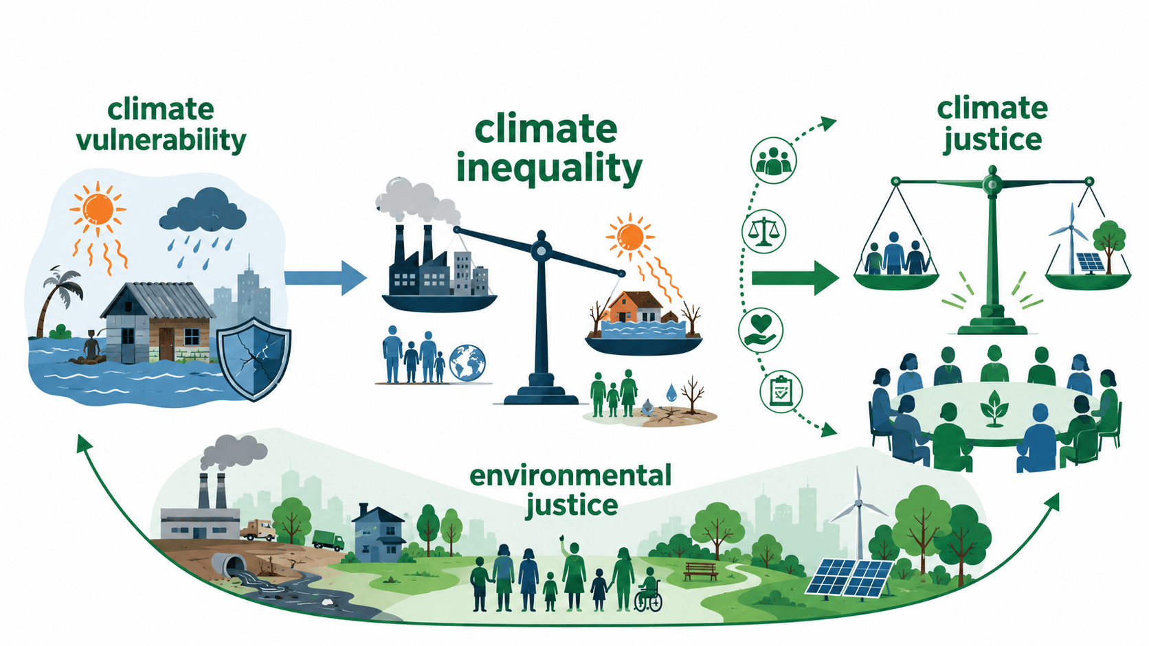 climate inequality와 관련 개념 비교 인포그래픽