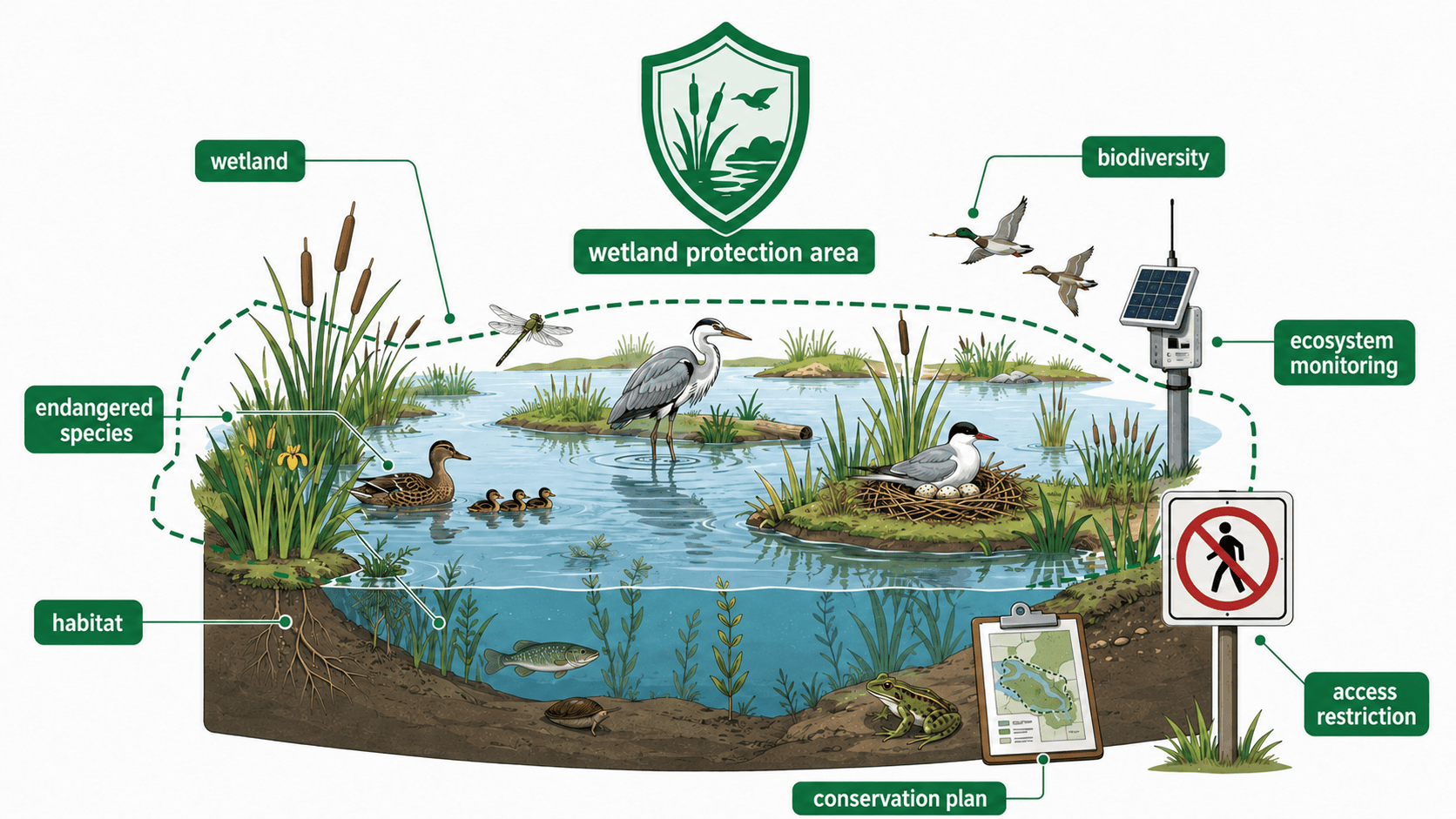 wetland protection area 장면 인포그래픽