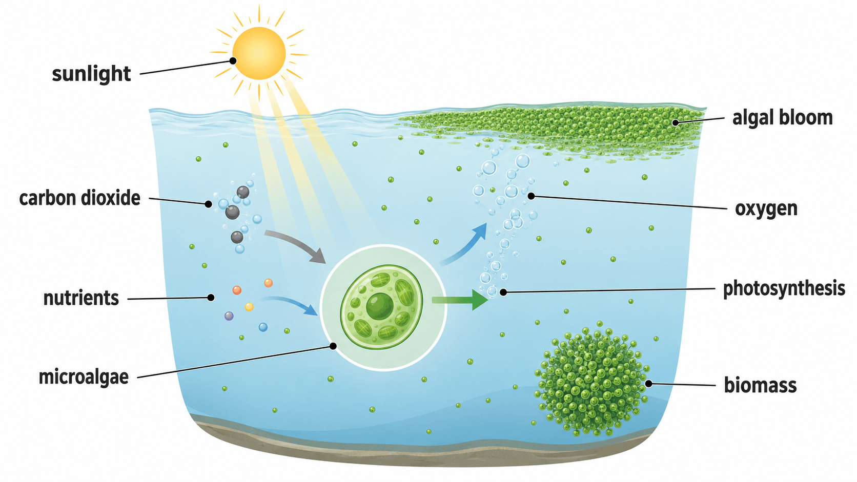 microalgae 장면 인포그래픽