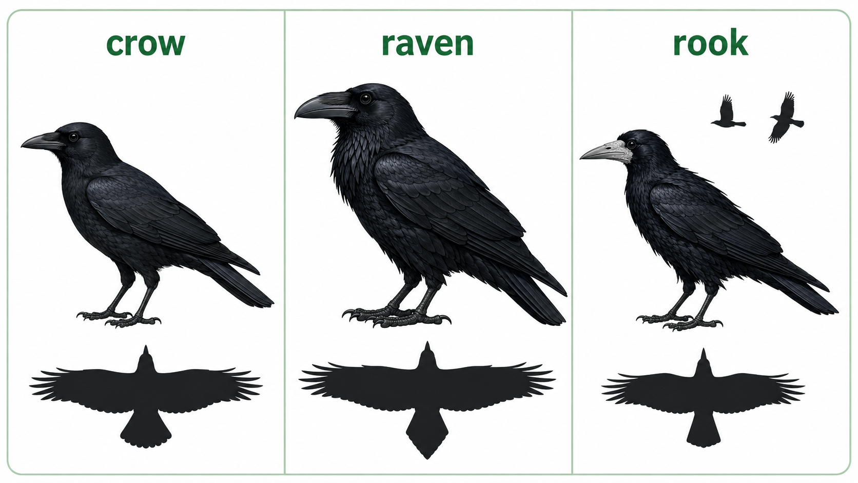 crow, raven, rook 비교 인포그래픽