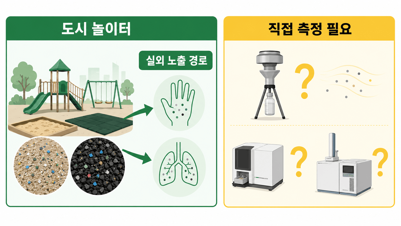 도시 놀이터의 실외 미세플라스틱 노출 경로와 직접 측정이 필요한 연구 한계