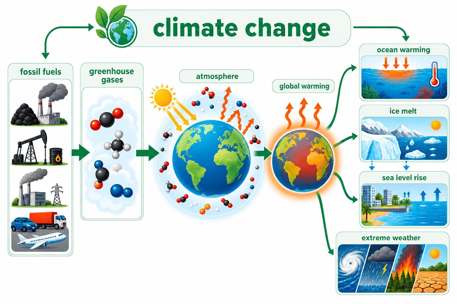 climate change 원인과 영향 장면 인포그래픽