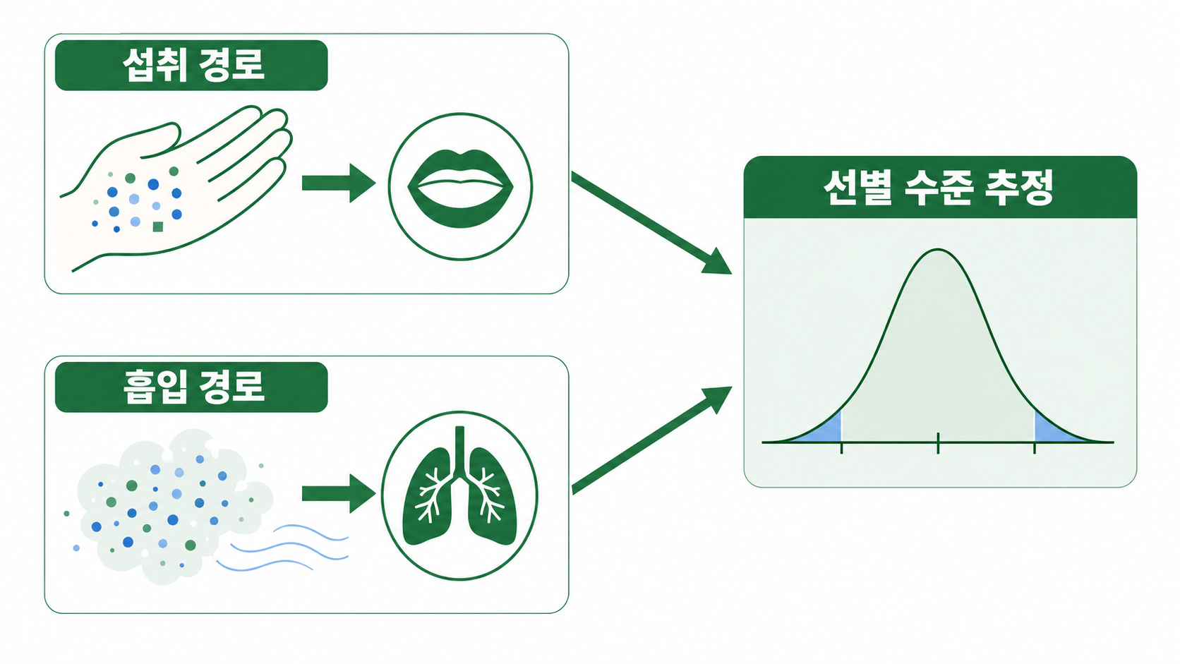 놀이터 미세플라스틱의 섭취와 흡입 경로를 합친 선별 수준 노출량 추정