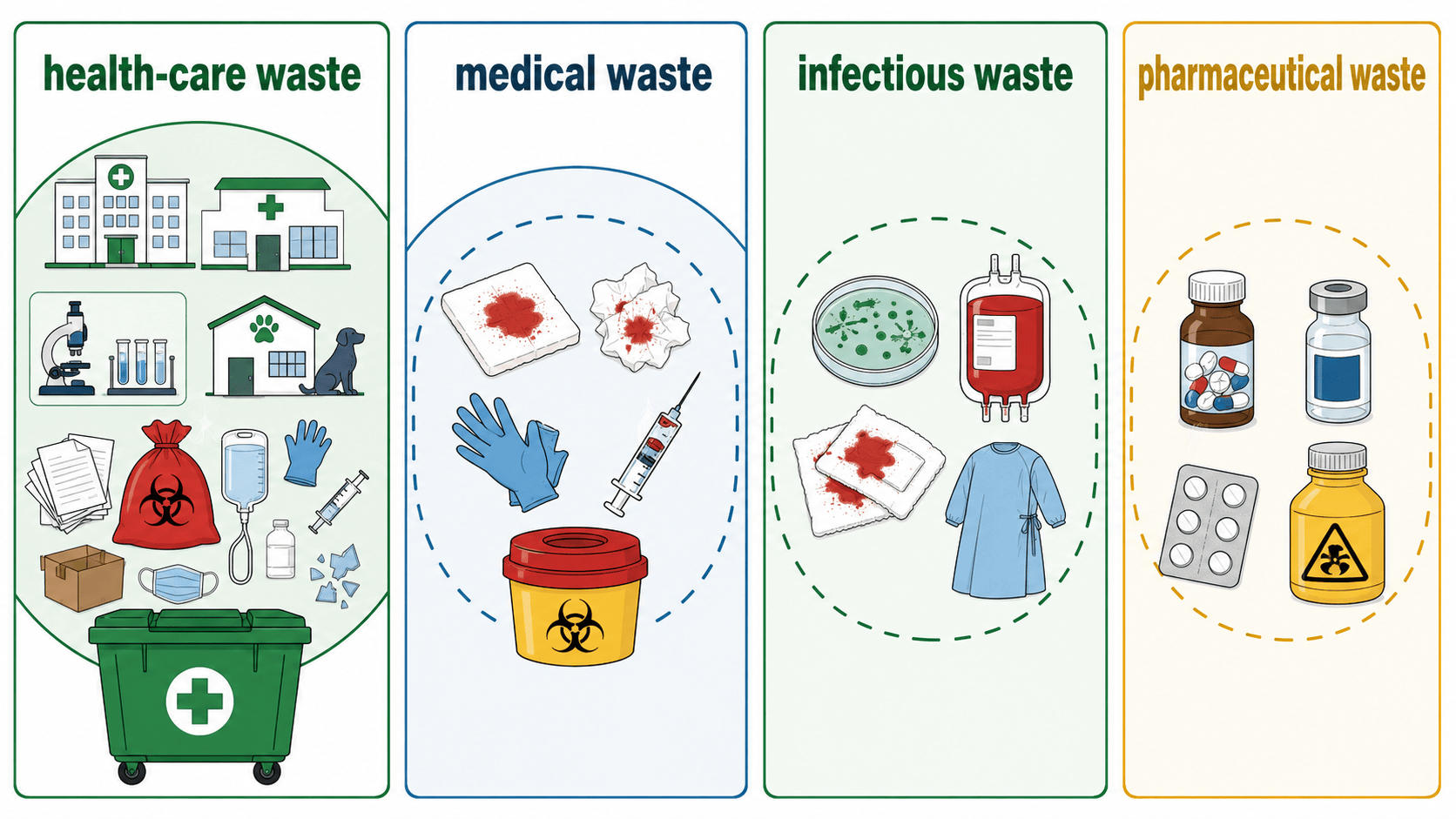 medical waste와 유사 폐기물 영어 표현 비교 인포그래픽