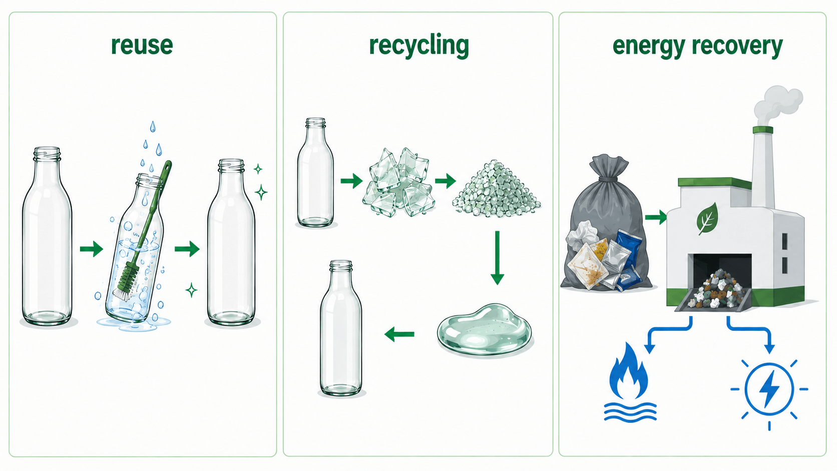 reuse recycling energy recovery 비교 인포그래픽