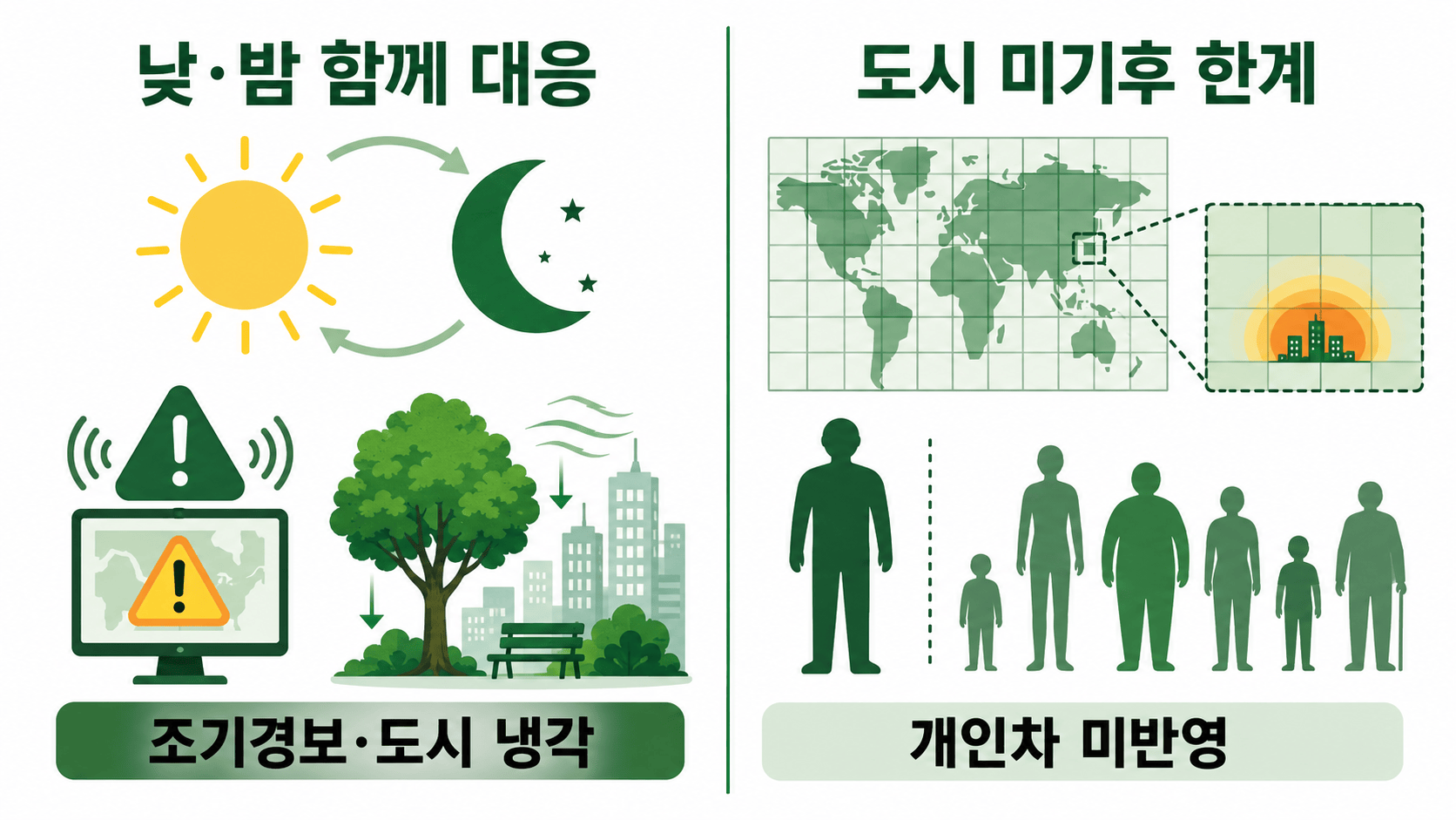 낮과 밤의 열 위험에 대한 대응 방향과 도시 미기후·개인차 자료 한계