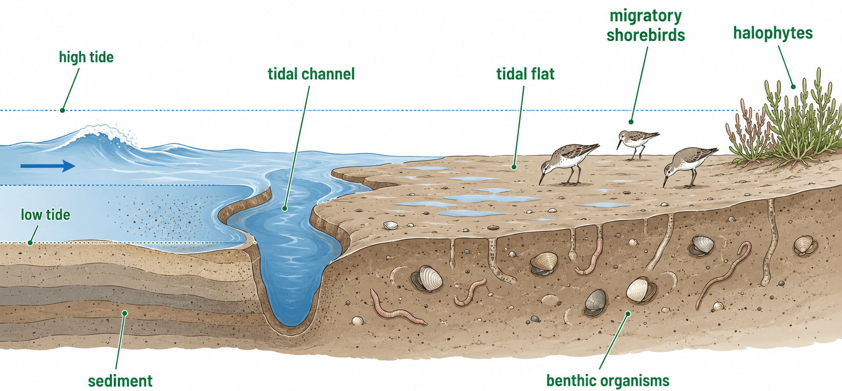 tidal flat 장면 인포그래픽