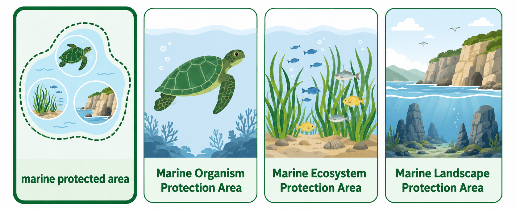 marine protected area 법정 유형 비교 인포그래픽
