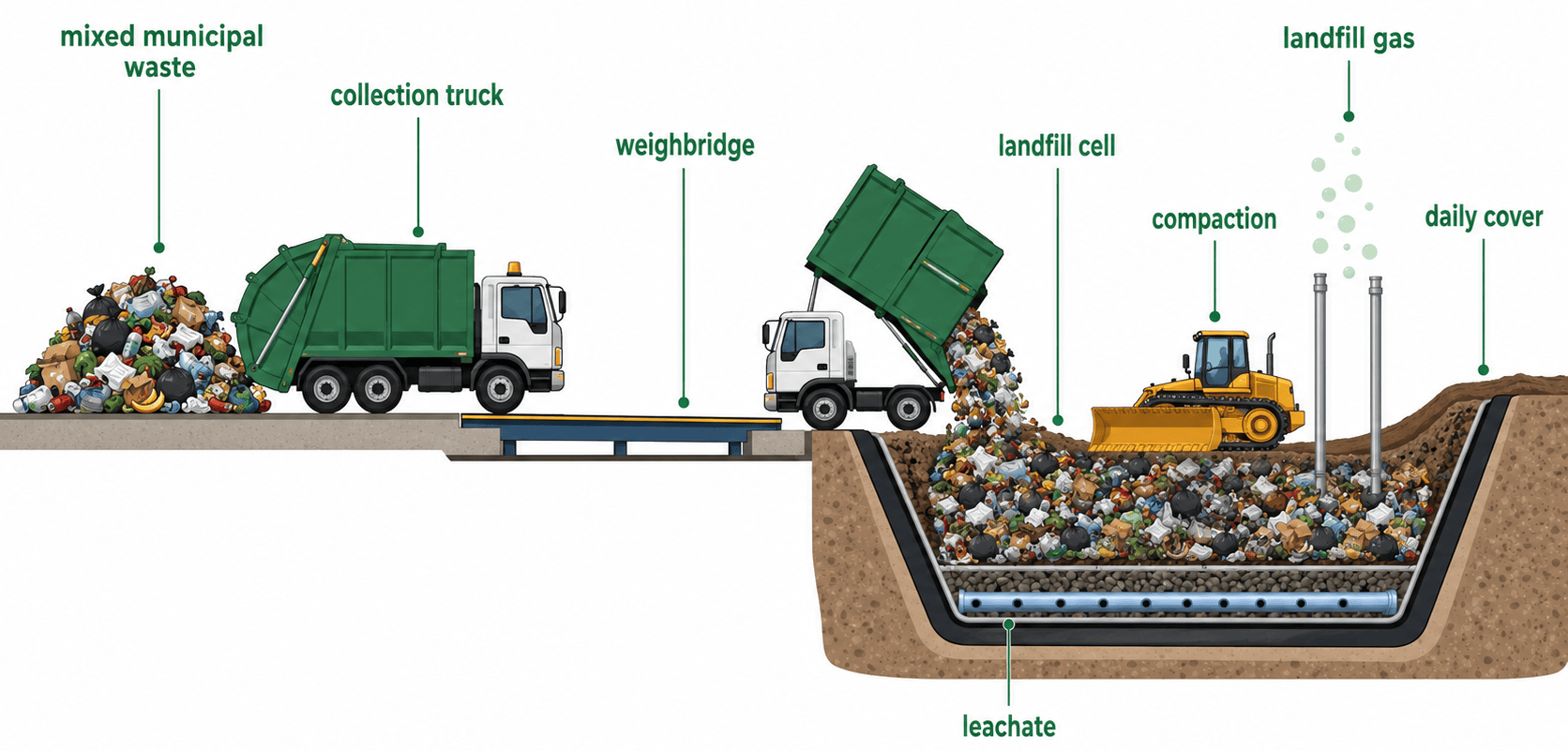 direct landfilling 장면 인포그래픽