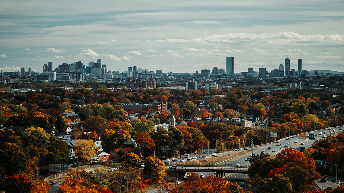Autumn cityscape of Boston