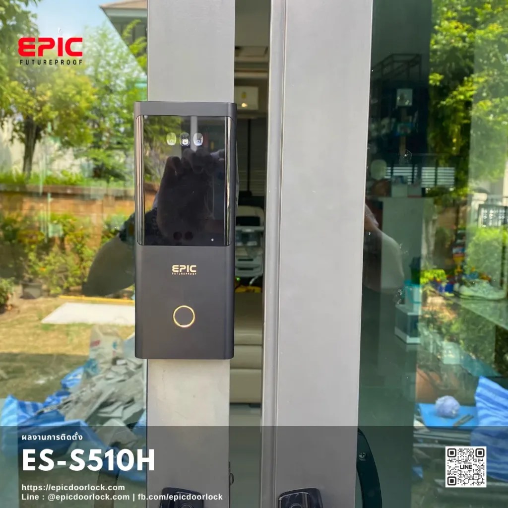 ผลงานการติดตั้งกลอนดิจิตอล EPIC DOOR LOCK สำหรับประตูบานเลื่อน S510H Installation 1 r
