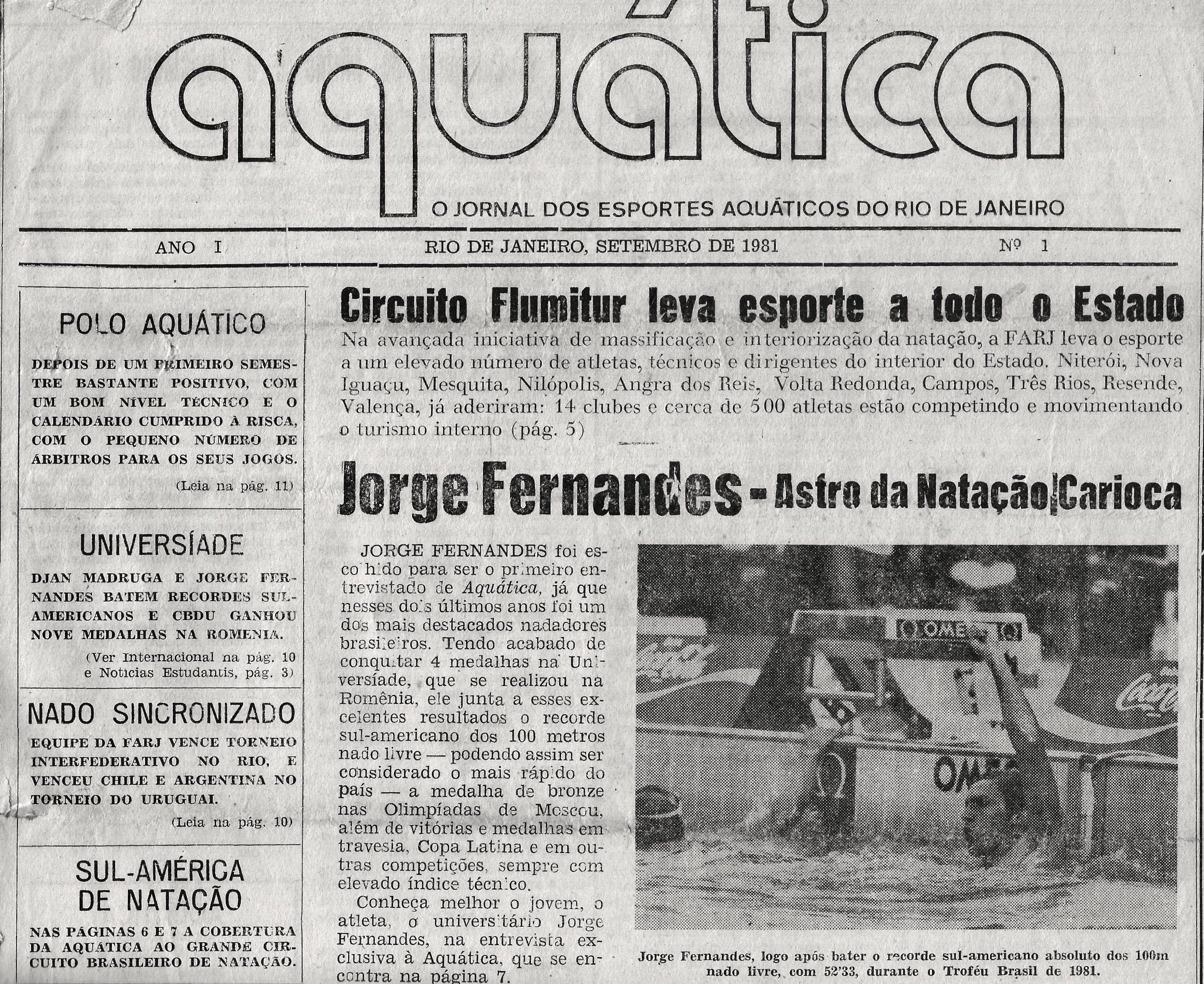 Capa da PRIMEIRA Aquatica 1981.