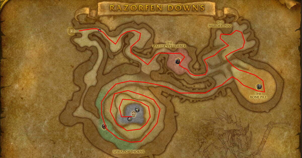 Razorfen Downs Farming Guide Epic WoW Guides Dungeon Fasrms Razorfen Downs Route 