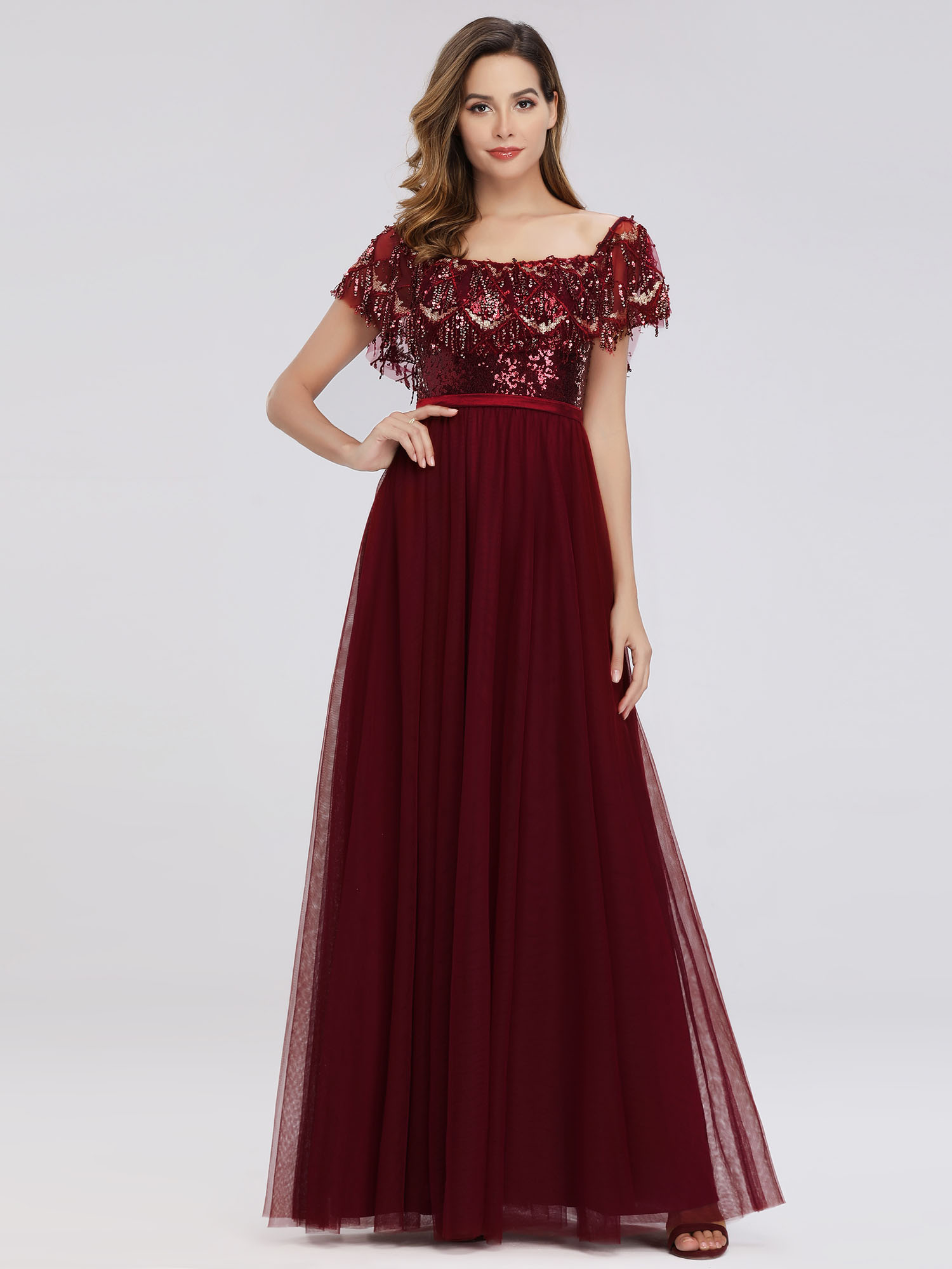 Ever Pretty Burgundy Formal Evening Gowns Off Shoulder Bridesmaid Wedding Dress Ebay