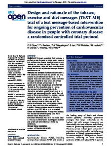 Design And Rationale Of The Tobacco Exercise And Diet