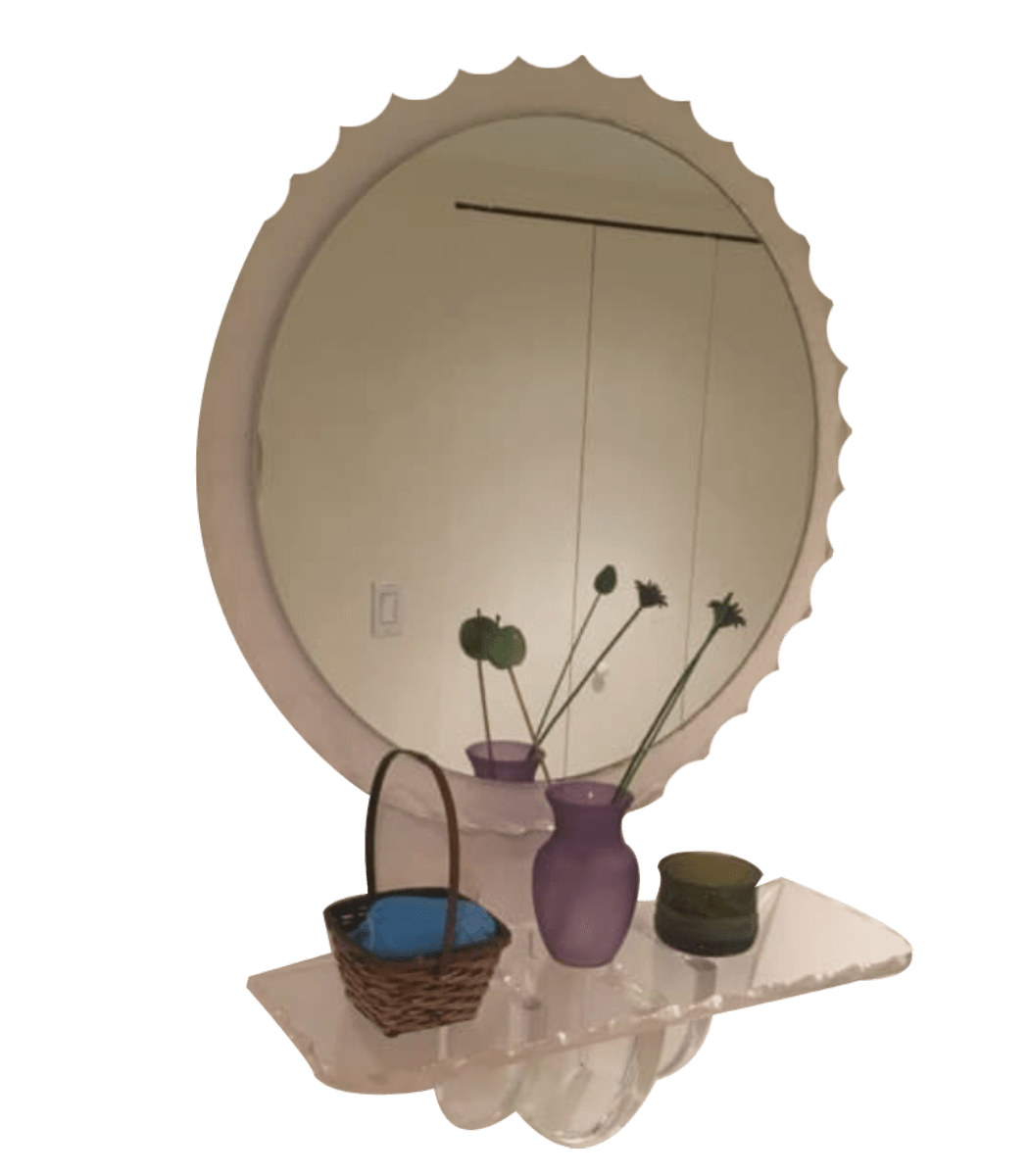 Mid century Modern Lucite Hallway Mirror & shelf set