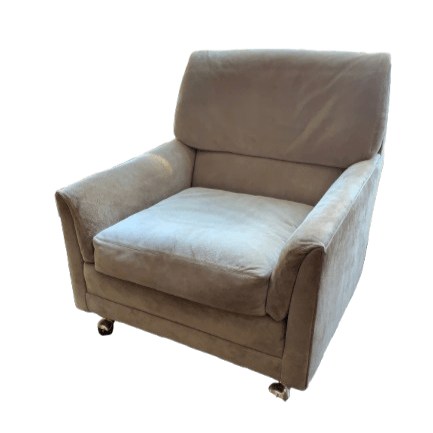 Beige Rolling Club Chair Armchair on Wheels