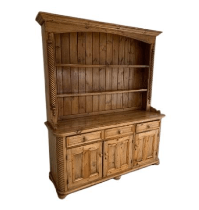 French Provincial Kitchen or Dining Room Hutch Solid Oak Breakfront