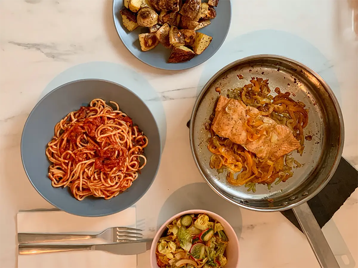 Gourmet Macrobiotics at FoodCraft, FoodCraft workshop, Hong Kong cooking class, hands-on meal preparation, macrobiotic cuisine, healthy cooking, pasta and salmon, vegetarian options, food creativity, wellness workshop, interactive cooking, Hong Kong food event, fresh vegetable salad, culinary education, nutritious meal, cooking demonstration