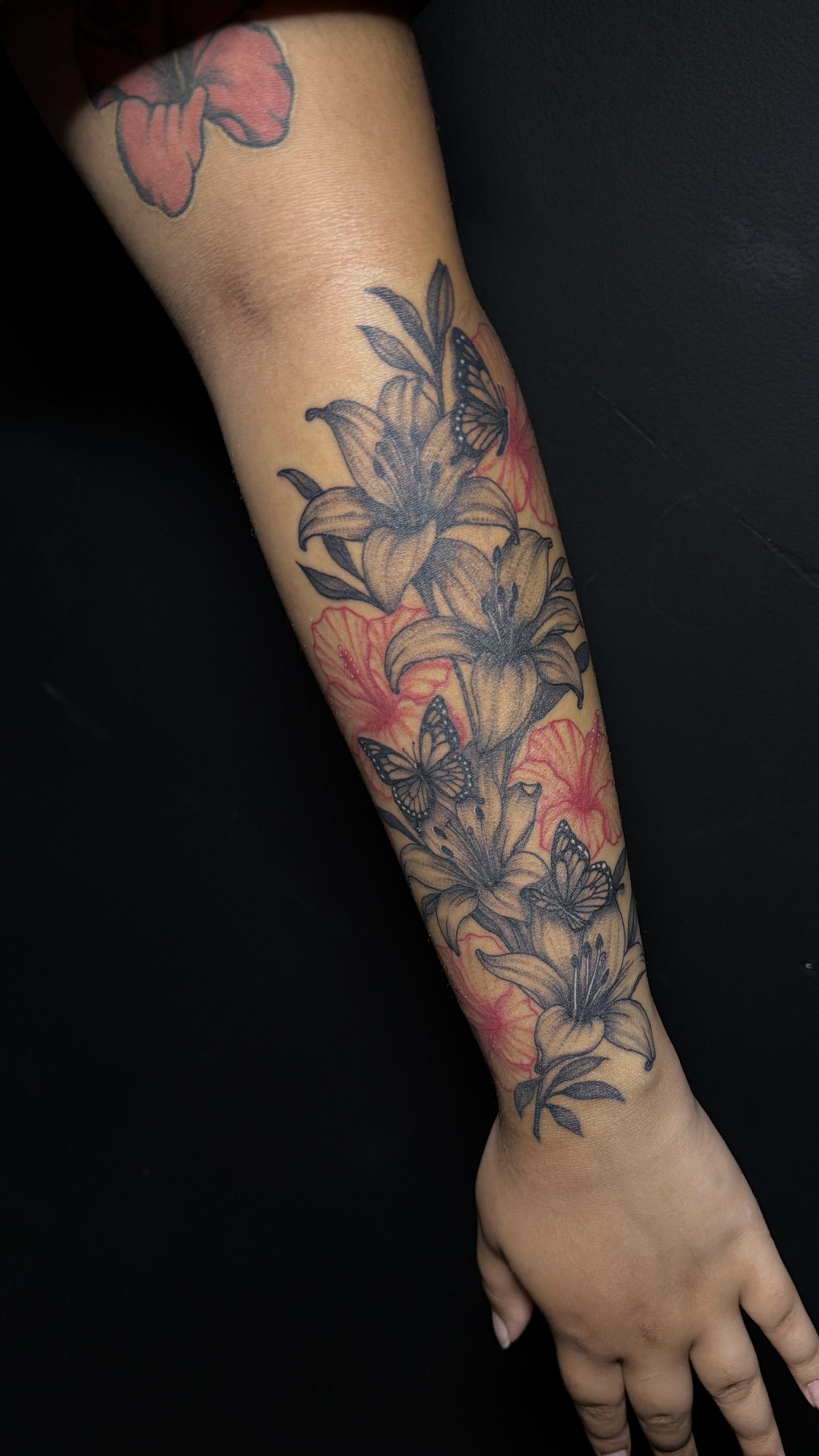 Lillies Tattoo Color and Black/Gray Tattoo by Janell in West Deptford NJ at EQ Tattoo 