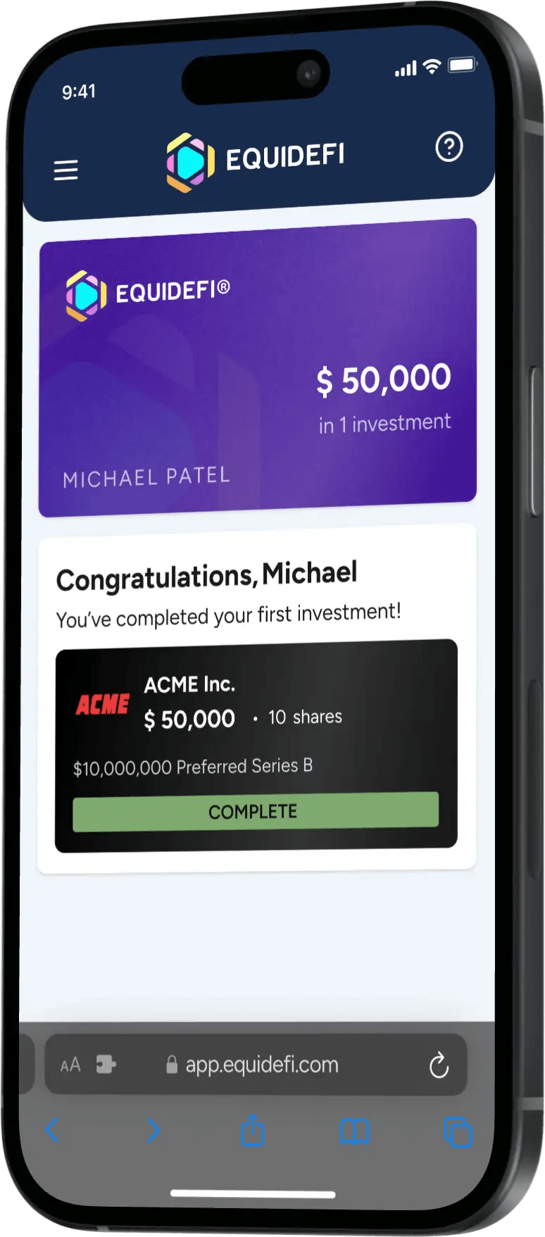 the investor portal provides easy access to check on the status of an investment in a private offering capital raise.