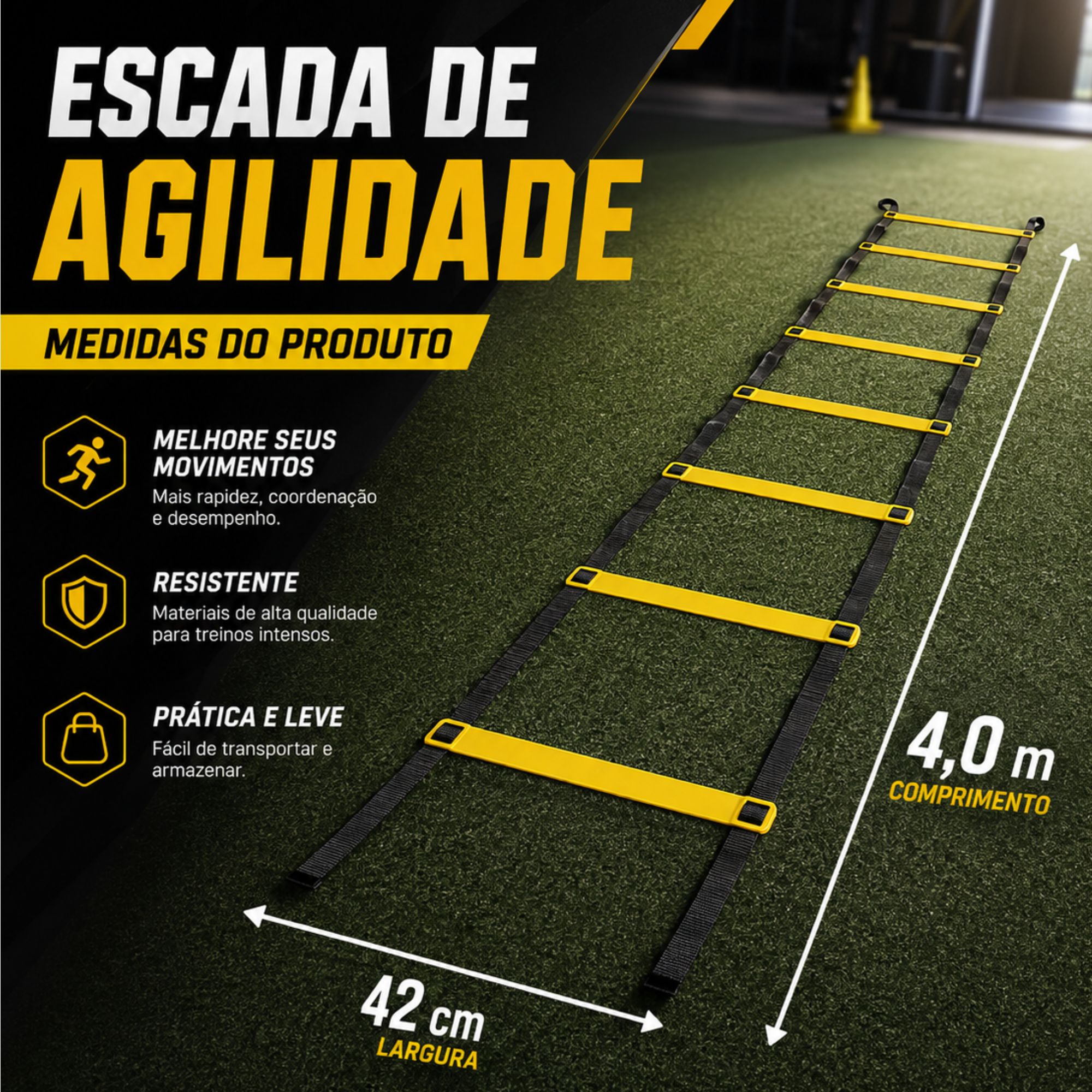ALUI KIT TREINO FUNCIONAL 5 CONES 5 CHAPÉUS ESCADA 8 DEGRAUS