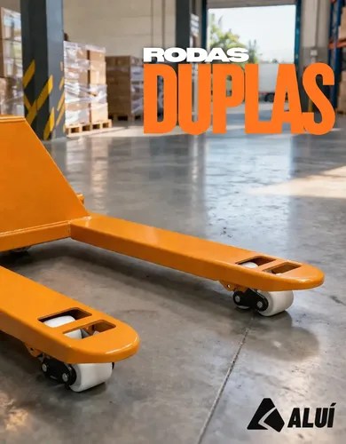 PALETEIRA TRANSPALLET MANUAL 2 TON RODA DUPLA COM ALAVANCA