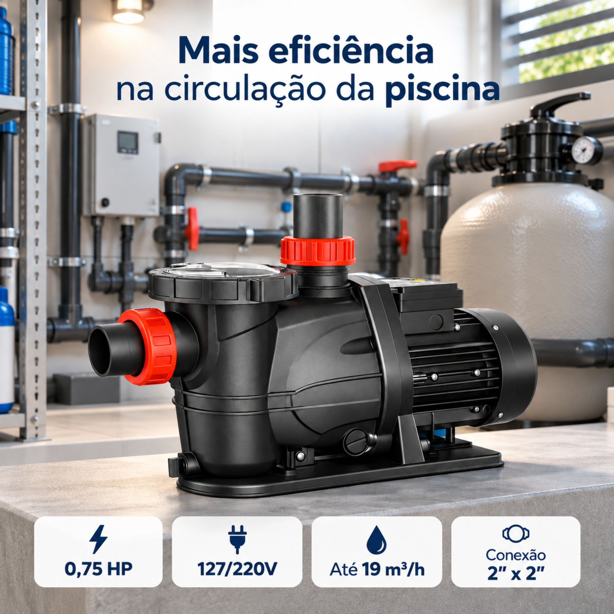 BOMBA P/ PISCINA XKP804A 3/4CV 127/220V BIVOLT MONO LEPONO