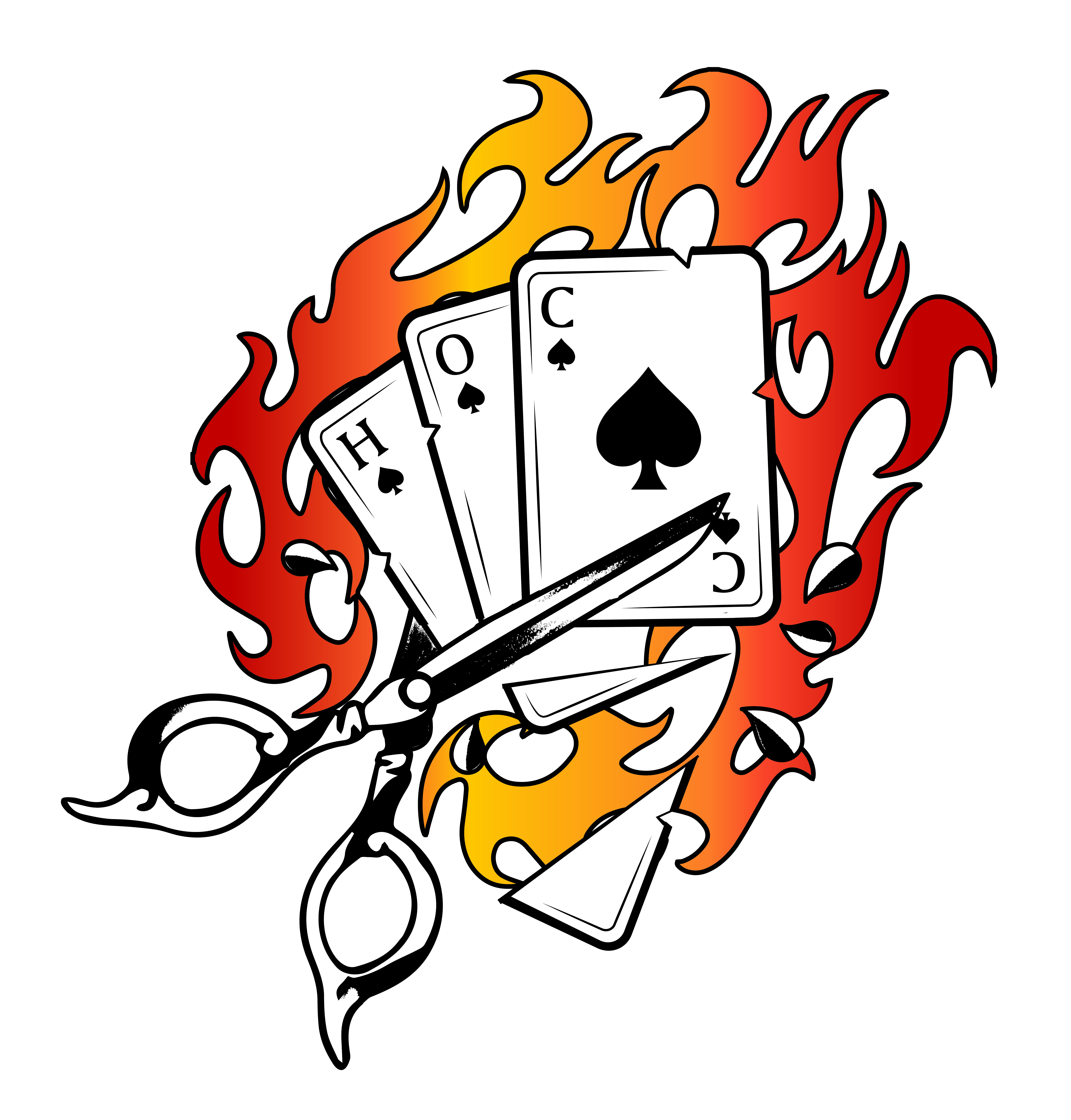 Colored Flaming Cards