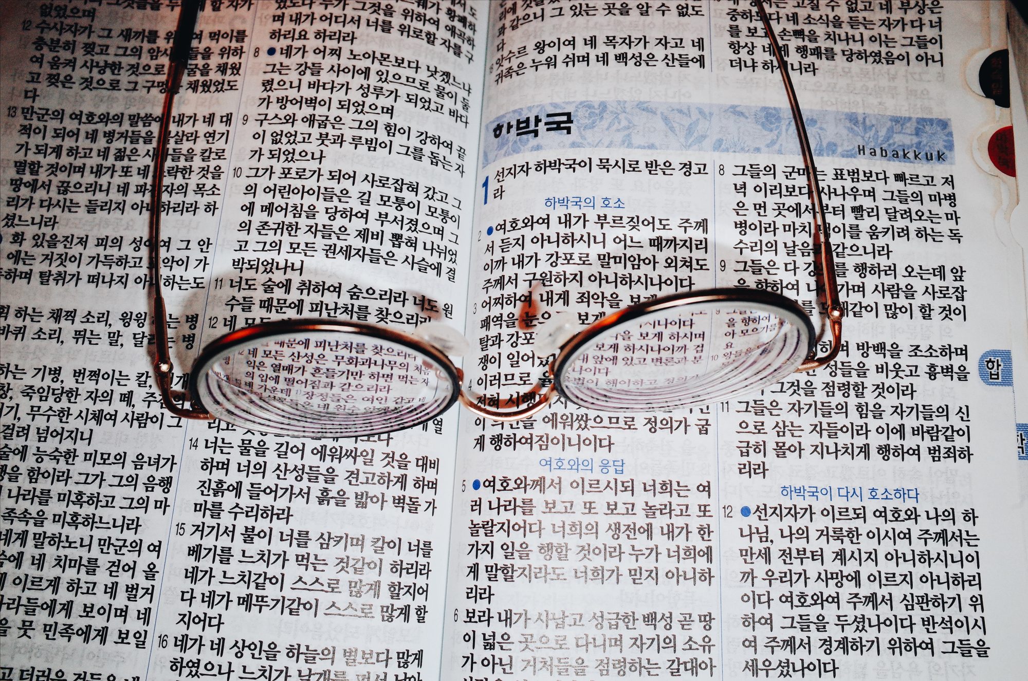 My moms glasses and the Korean bible. Marseille. 2017